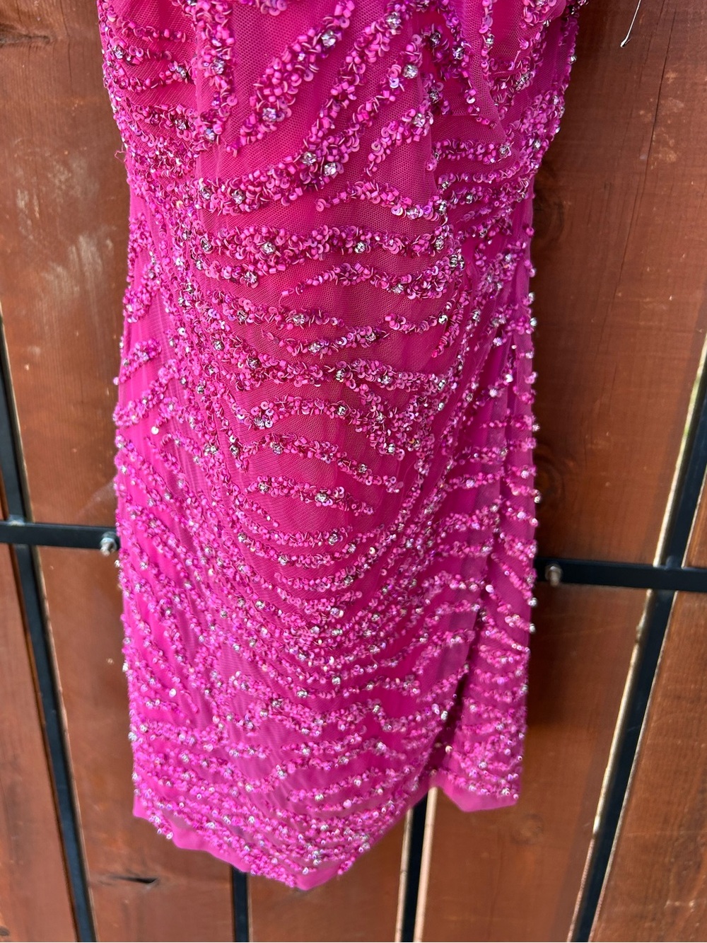 Retrofete Mich Fuchsia Rose Pink Tiger Stripe Sequin Dress NWT size XS - Picture 10 of 12
